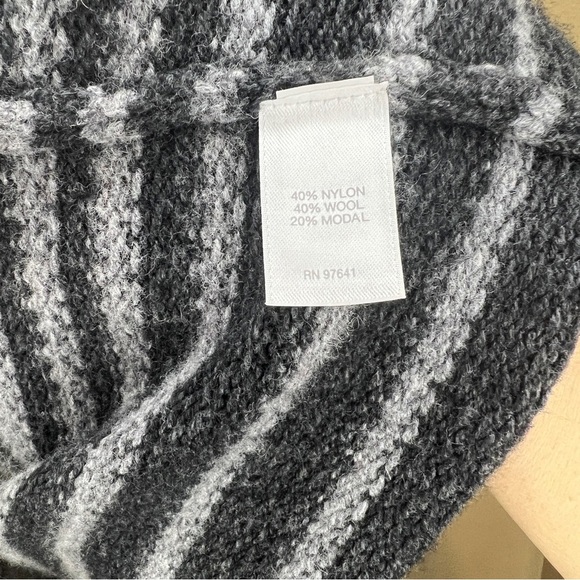 J.Jill Women Cardigan Sweater Size Large Gray Stripe Wool Blend Pockets - Picture 6 of 7